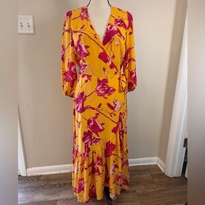 Color Me Courtney maxi dress pink & orangish yellow SZ SM